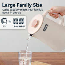 Auvaki 1.7L Electric Kettle, 1200W Stainless Steel Double Wall Water Boiler with Cool-Touch Handle & Auto Shut-off, Cream White