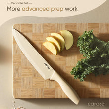 Carote 12 Pcs Kitchen Knife Set, Stainless Steel Knife Set with Nonstick Creamic Coating, Taupe