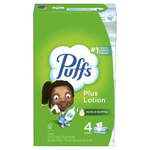 Puffs Plus Lotion Facial Tissues, 4 Family Box, 124 Tissues Per Box