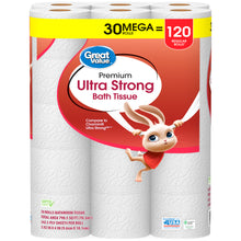 Great Value Ultra Strong 2-Ply Toilet Paper, 30 Mega Rolls, Compare to Charmin® Ultra Strong