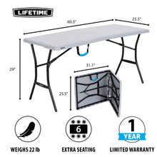 Lifetime 5 Foot Rectangle Fold-in-Half Table, Indoor/Outdoor Essential, Gray, 60.3" x 25.5" - Brands For Less USA