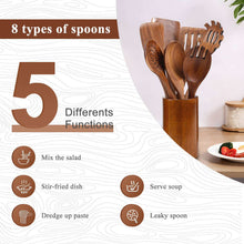 VAVSEA Thick Wooden Spoons for Cooking, 8 Pcs Natural Wooden Utensil for Cooking with Non-Stick, Heat Resistant, Wood Kitchen Utensil Set
