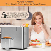 Bluebow 25-in-1 Bread Maker, 2LB Bread Machine with Auto Fruit/Nut Dispenser, Gluten-Free Setting, Keep Warm&13H Delay Timer, Stainless Steel