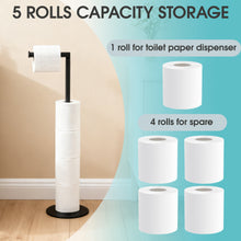 Toilet Paper Holder Stand, Free Standing Toilet Paper Roll Holder for 5 Spare Rolls, Modern Bathroom Toilet Paper Stand, Black
