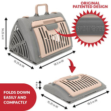 Sport Pet Designs Cat Carrier, Foldable Plastic, Medium, 25 lb Limit, Gray, 15.25" L x 18.5" W x 14.25" H