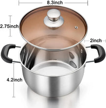 Vesteel 3 Quart Stock Pot, Stainless Steel Metal Pasta Soup Pot with Glass Lid for Cooking, Heat-Proof Double Handles, Heavy Duty & Dishwasher Safe - Brands For Less USA