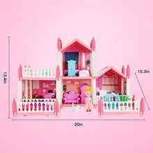 Anpro Pink Dollhouse Pretend Play Set for Kid, Big Villa Princess Castle, 5 Rooms Dollhouse with Doll Toy Figure for Boys and Girls Age 3+ Play House Gift Toys and Christmas - Brands For Less USA