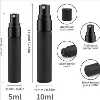 Portable Mini Refillable Perfume Atomizer, 10ml/0.34 oz, Pocket-Size Empty Cologne Sprayer for Travel, Black, Pack of 4