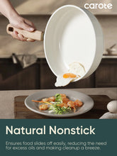 Juego de utensilios de cocina de cerámica antiadherentes Carote de 12 piezas, ollas y sartenes, mangos que se mantienen fríos, compatible con inducción, para autocaravanas y camping, color blanco 