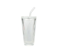 Better Homes & Gardens Glass 21oz Tumbler Ribbed with Glass Lid and Straw - Brands For Less USA