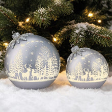 6.5" & 8.5" Rotating Glass Ornament Decor with LED Lights, Set of 2