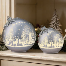 6.5" & 8.5" Rotating Glass Ornament Decor with LED Lights, Set of 2
