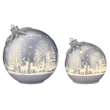 6.5" & 8.5" Rotating Glass Ornament Decor with LED Lights, Set of 2