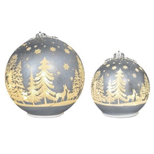 6.5" & 8.5" Rotating Glass Ornament Decor with LED Lights, Set of 2