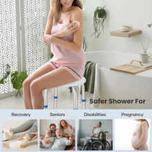 Naipo Shower Chair Bathtub Stool Seat w/ Anti-Slip Rubber, Adjustable Lightweight for Seniors, Disabled, Handicap, Tool-Free Assembly, Blue - Brands For Less USA