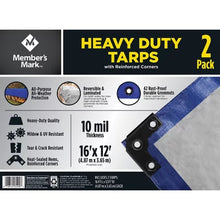 Member'S Mark Commercial Tarps with Reinforced Corners, 16' X 12', Blue/Gray (2-Pack)