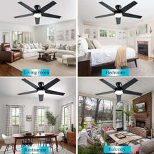Ceiling Fans with Lights, 48 inch Low Profile Ceiling Fan with Light and Remote Control, Flush Mount, Reversible Motor, Dimmable, Noiseless, White Ceiling Fan for Bedroom, Indoor/Outdoor Use