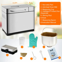 Máquina para hacer pan KBS 19 en 1 de 2 lb, totalmente automática, con pantalla LCD, de acero inoxidable, modelo n.° 013 