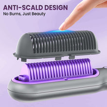 NEXPURE Hair Straightener Brush, Ionic Straightening Brush with 5 Temps, Anti-Scald Ceramic Hot Comb, Dual Voltage, Purple