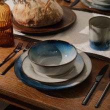 Yellowstone Canto 12-Piece Blue Reactive Ceramic Dinnerware Set - Brands For Less USA