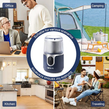 Atilioo Coffee Grinder, Cordless Electric Spice Herb Grinder with Stainless Steel Blades, Low Noise, Ideal for Home/Travel/Camping, Blue