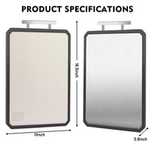 Double-Sided Cutting Board, AOKIWO Large Cutting Boards with Handle & Knife Protector finger guard，Non toxic Stainless Steel Wheat straw PP Chopping Board for Kitchen meat and vegetables-16 * 11 Inch