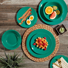 Tabletops Gallery 12 Piece Dark Green Melamine Dinnerware Set Plates Bowls for Indoor/Outdoor Use, Service for 4, Emerald - Brands For Less USA