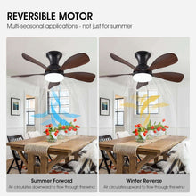 33In Low Profile Ceiling Fans with Lights and Remote/APP Control,Modern Flush Mount Ceiling Fan with 5 Reversible Blades for Outdoor Patio,Small Room,Bedroom(Black+Brown