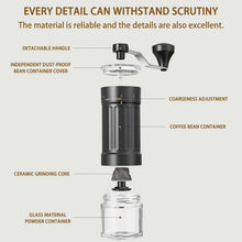 Hand Coffee Grinder, LHKLUK Adjustable Coffee Grinder, Textured ABS Body & Soda-Lime Glass, Ceramic Burr, Compact & Portable for Home/Outdoor/Cold Brew