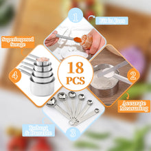 WEPSEN 18-Piece Stainless Steel Measuring Cups and Spoons Set,5 Stainless Steel Nesting Measuring Cups & 6 Spoons,1 Leveler & 5Mini Measuring Spoons,1Tbsp Coffee Scoop with Clip for Cooking & Baking