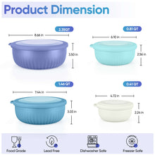 Vesteel 8Pcs Mixing Bowl Set with Lids, Nesting Plastic Bowls for for Mixing Serving Preparing Storage, Kitchen Prep Bowls, Dishwasher Safe, Blue