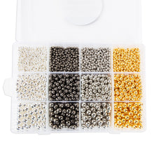 Cousin DIY 3600-Piece Metallic Spacer Bead Assortment with Case – 4mm, 6mm & 8mm Silver and Gold Beads for Jewelry Making