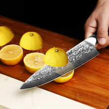 Hecef 8-Inch Chef Knife, Japanese Damascus Steel Blade with Resin Handle