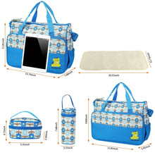 Baby Diaper Bag 5 Pcs Toddler Diaper Bag Tote Multifunction Portable Baby Bag for Boys and Girls Blue