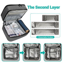 LAKYRIK Medicine Bag, Double Layers Pill Bottle Organizer Bag for Emergency Medication,Supplements or Medical Kits, Zippered Lockable Empty Medicine Bag for Home (Grey, M)