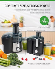 GDOR Kitchen Appliances Juicer Machine Dual Speeds Centrifugal Extractor, Titanium Enhanced Cut Disc, 2.5" FeedChute Juicer, Anti-Drip, Includes Cleaning Brush,Black