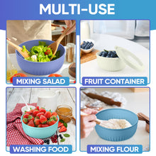 Vesteel 8Pcs Mixing Bowl Set with Lids, Nesting Plastic Bowls for for Mixing Serving Preparing Storage, Kitchen Prep Bowls, Dishwasher Safe, Blue