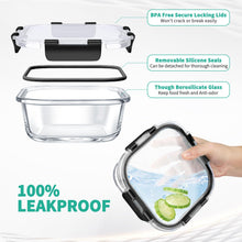 34pcs Glass Food Storage Containers with Lids Set, Airtight Meal Prep Containers (17 Containers & 17 Lids), Black