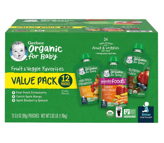 Gerber Organic 2nd Foods Baby Food Pouches, 12 pk./3.5 oz.