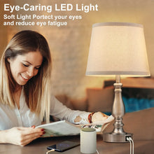 NATYSWAN Lamps for Bedrooms Set of 2, Brushed Nickel Bedside Lamps with USB Ports, 3 Way Dimmable Nightstand Lamps , Touch Table Lamp for Living Room Bedroom Office, Bulbs Included