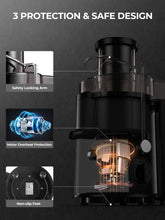 Juicer Machine with Wide Mouth 3" Feed Chute for Fruits and Vegetables, Black