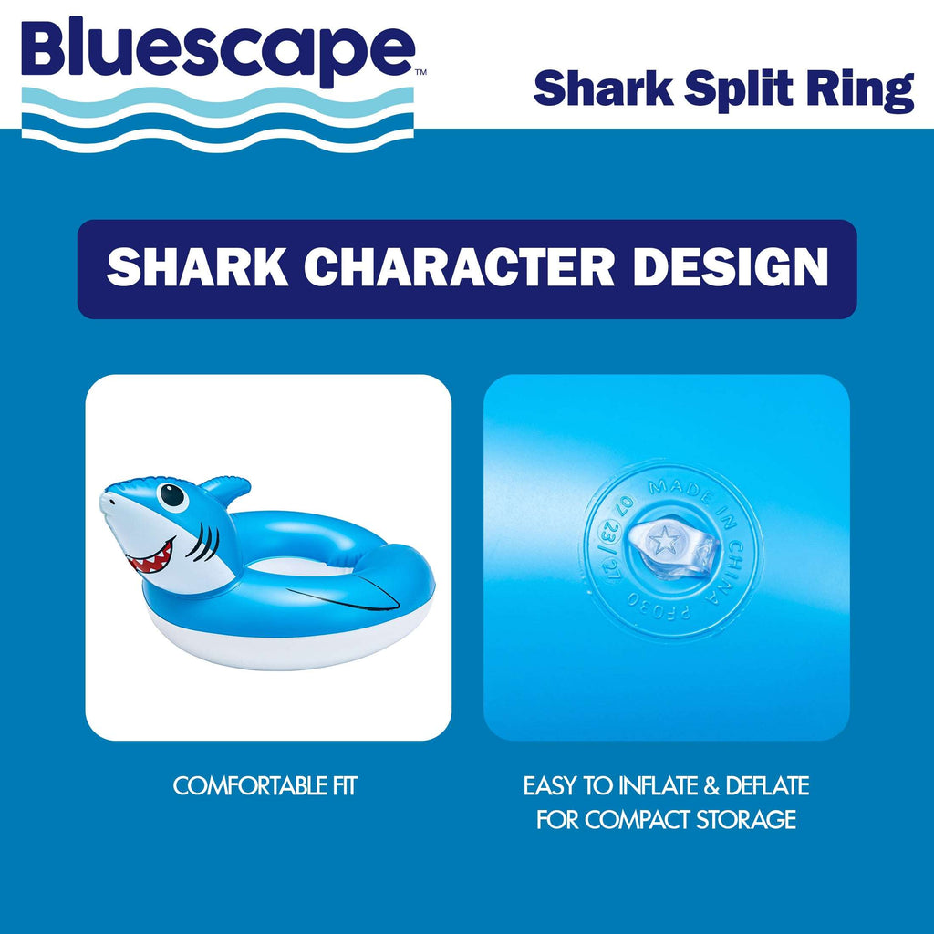 Bluescape Blue Shark Split Inflatable Swim Ring Pool Float for Kids, A ...