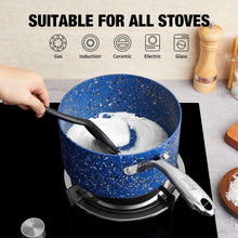 HLAFRG 1 Quart Saucepan with Lid, Ultra Nonstick Sauce Pan with Lid, Granite Nonstick Saucepan 1 quart, Small Sauce Pot, Blue Pot 1 Qt, Small Pot with Lid, Aluminum Sauce Pan 1 Qt - Brands For Less USA