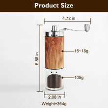 AGCAN Manual Coffee Grinder Portable Coffee Bean Mill Grinders with Ceramic Burr, 304 Stainless Steel Hand Crank - Fine Coarse Adjustable - for Outdoor, Travel, Espresso