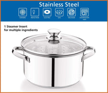 Mainstays Stainless Steel 4-Quart Steamer Pot with Glass Lid, Induction Compatible, Dishwasher Safe, Veggies, Fish - Brands For Less USA