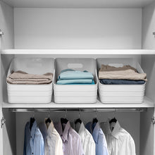 Mainstays Wide Slanted Flexible Closet Organizer Bin with Handle, White Plastic