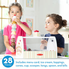 Melissa & Doug Wooden Scoop and Serve Ice Cream Counter With Play Food and Accessories (28 Pcs)