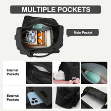 DAKIMOE Travel Duffle Bag for Women Men, Weekender Bags Carry on Gym Bag with Wet Pocket/Adjustable Strap/Shoe Compartment, Foldable Waterproof Overnight Tote Bag for Plane Sports Dance, Black