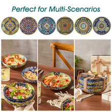 Malacasa Pasta Bowls, Ceramic Salad Bowls Set of 6, 42 oz Large Corlorful Serving Bowls for Kitchen, Dishwasher Microwave Safe Soup Bowls Set, Pasta Plates