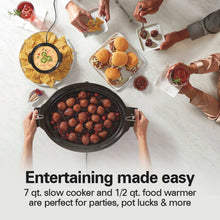 Hamilton Beach 7 Qt Programmable Slow Cooker, Stoneware Crock with Removable Pot, Includes Party Dipper Food Warmer, Stainless Steel